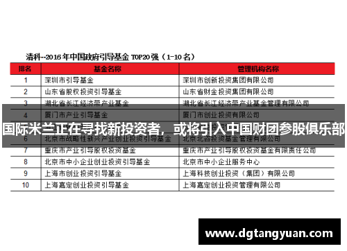 国际米兰正在寻找新投资者，或将引入中国财团参股俱乐部